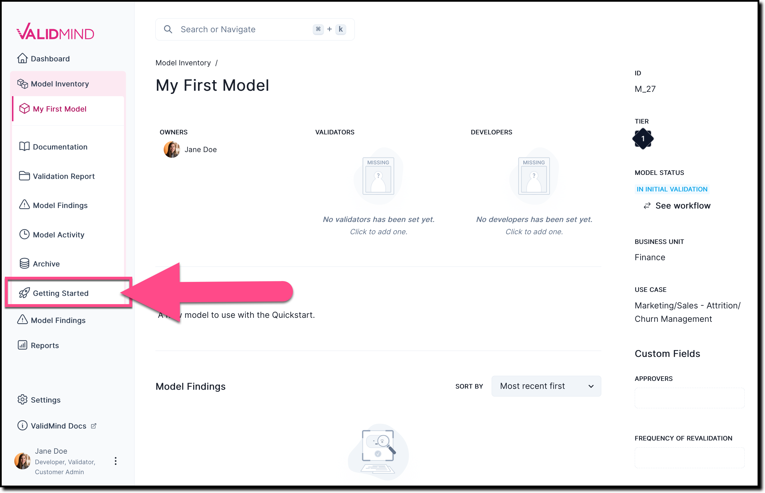 The QuickStart notebook in Colab with the section showing that you need to replace