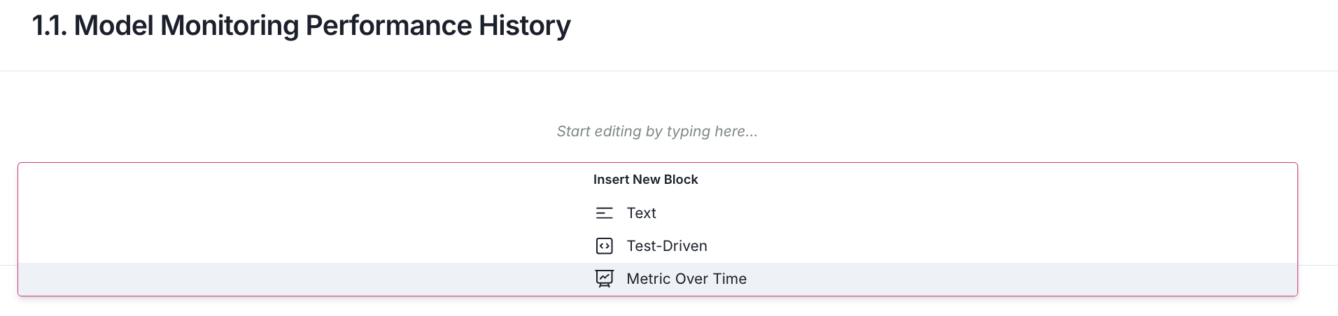 Metric Over Time block